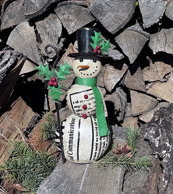 ALPINE SNOWMAN W/ WALKING STICK 6
